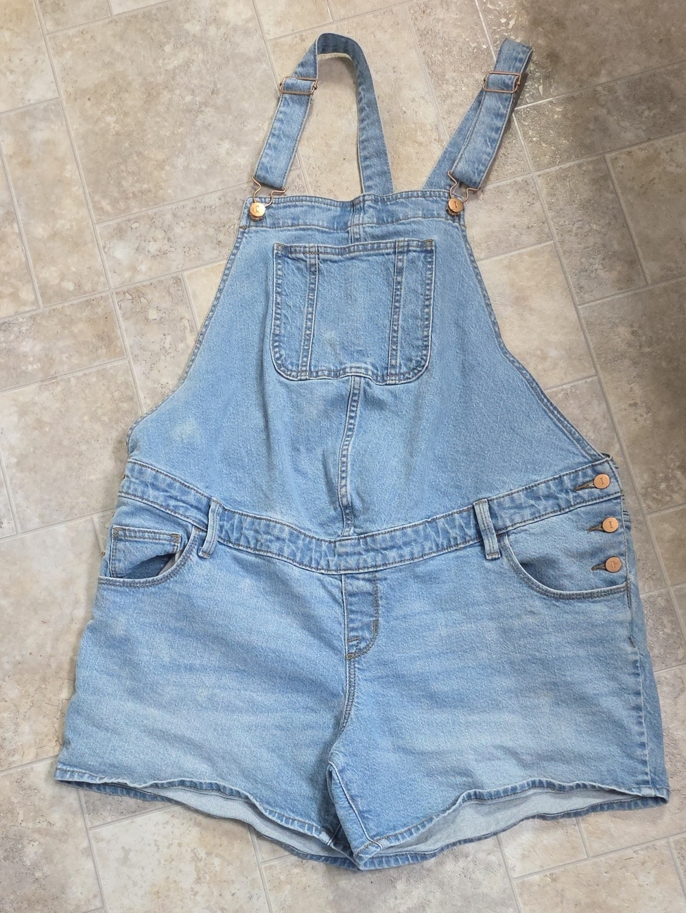 Light Wash Denim Short Overalls